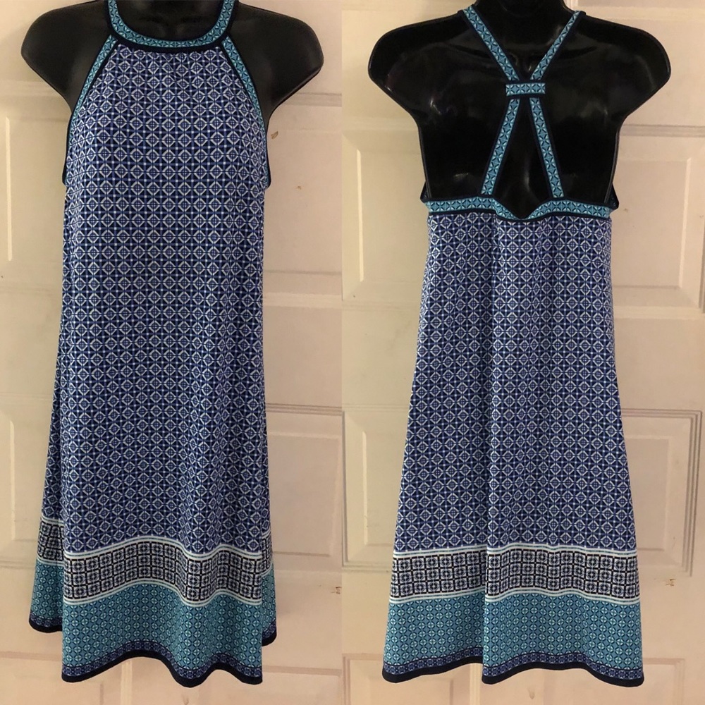 Max Studio Blue Geometric Shape Dress Small